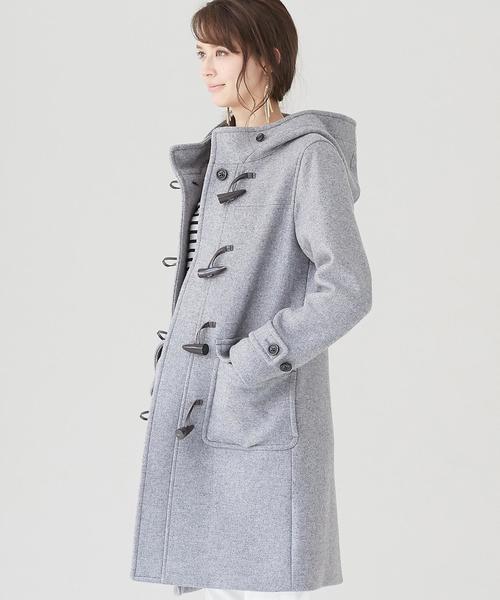 グリーンレーベルリラクシング ウールメルトンダッフルコート グレー L