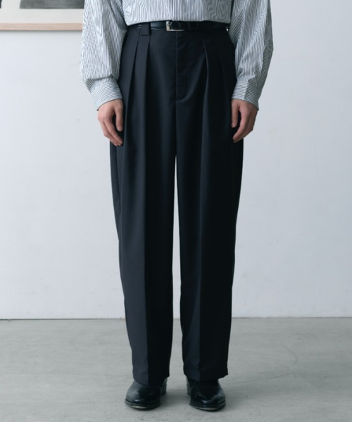 Wide tapered two tuck slacks / ワイドテーパード 2タックスラックス