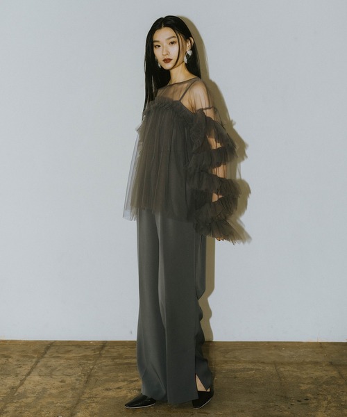 2点セットアイテム】オールインワン×デコラティブチュールトップス