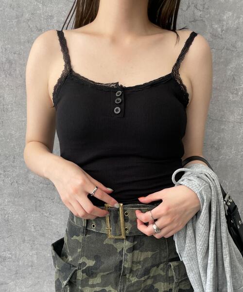 DISPARK/パット付きフロントボタンレースキャミ（キャミソール