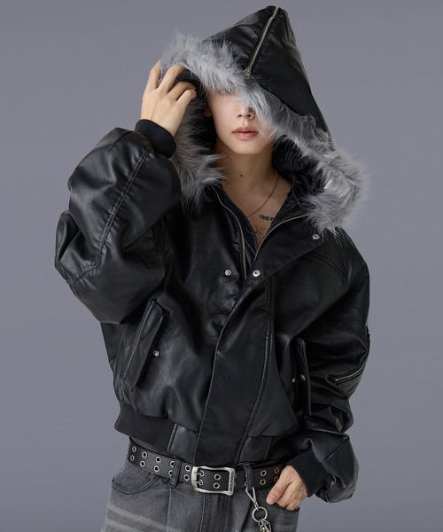 N-2Bフライトミリタリーコンパクト中綿ジャッケット ナイロン/合皮