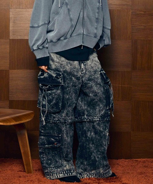 UNISEX》Big Pocket 2WAY Baggy Denim Cargo Pants/ビッグポケット2WAY