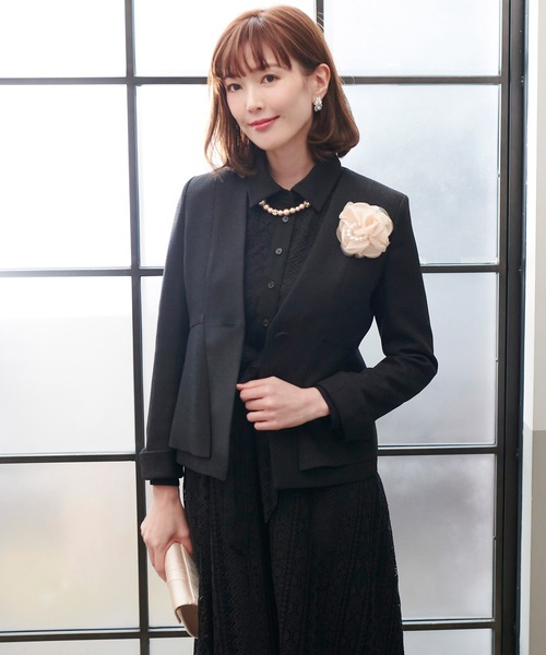 ツイードジャケット&レースシャツワンピース2点セットアップフォーマル