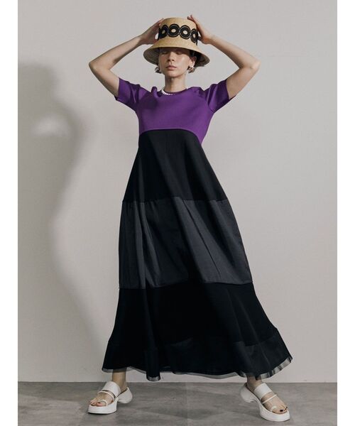 UN3D.（アンスリード）の「ファブリックミックスボーダーワンピース