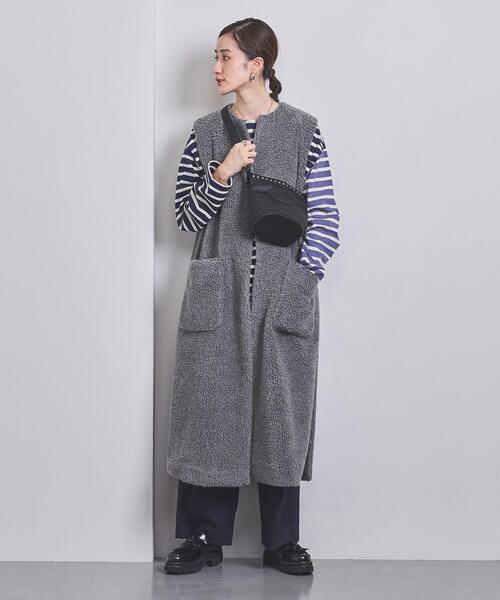 SACRA（サクラ）の「＜SACRA＞ボア ロング ジレ（ノーカラーコート