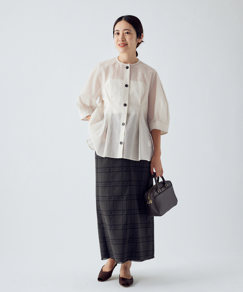 IENA（イエナ）の「スラブオーガンジーペプラムブラウス（シャツ