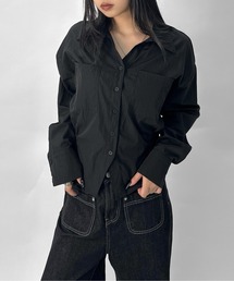 スキッパー」に該当するシャツ/ブラウス（ブラック/黒色系・長袖