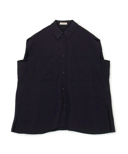 ジャージーライクジョーゼット パイピングブラウス（シャツ/ブラウス