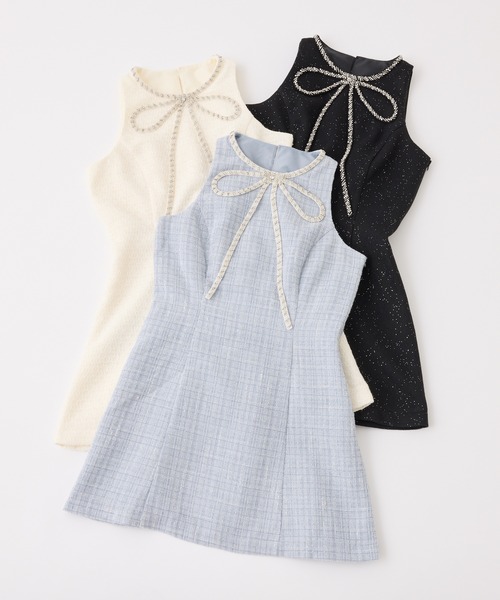 セール】【Twinkle collection】ビジューリボンミニワンピース