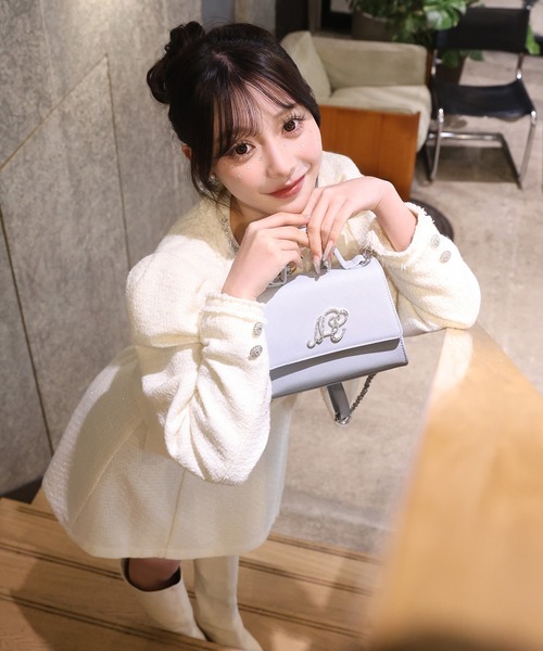 セール】【Twinkle collection】ビジューリボンミニワンピース