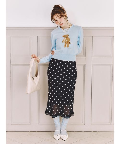 LILY BROWN（リリーブラウン）の「プリントシフォンバイアスミディ