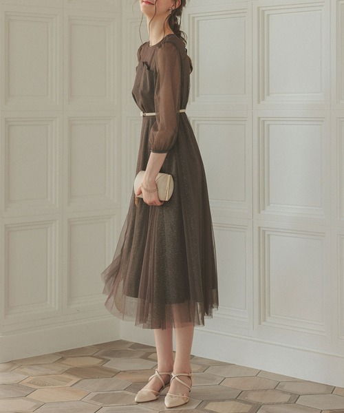 ビスチェ風トップス ラメチュールワンピース（ドレス）｜Dorry Doll