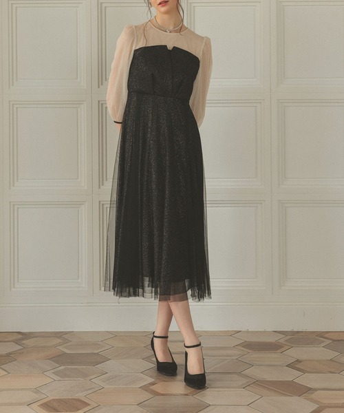 ビスチェ風トップス ラメチュールワンピース（ドレス）｜Dorry Doll
