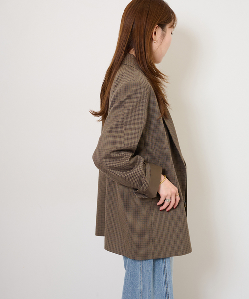 セール】ダブルフロントチェックジャケット（テーラードジャケット