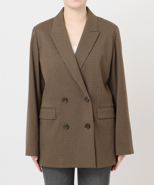 セール】ダブルフロントチェックジャケット（テーラードジャケット