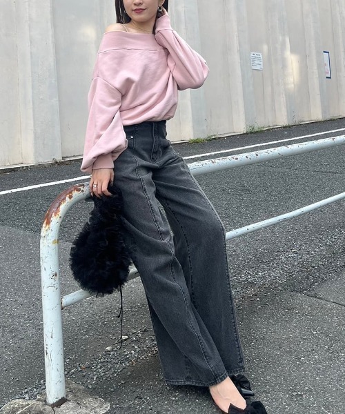 SNIDEL（スナイデル）の「デザインワイドデニム（デニムパンツ）」 - WEAR