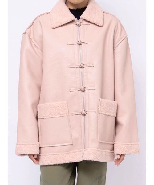 セール】フェイクムートンチャイナジャケット（ムートンコート