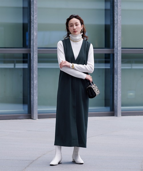 UR'S（ユアーズ）の「Vネックロングジレ/ジャンパースカート（ベスト