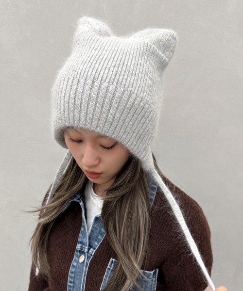 kurag様オーダー 猫耳ニット帽 ボンネット かわいい猫耳ニット帽と