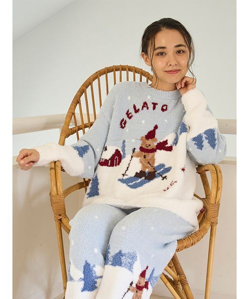 セール】【HOLIDAY】スキーベアジャガードロングパンツ（ルームウェア