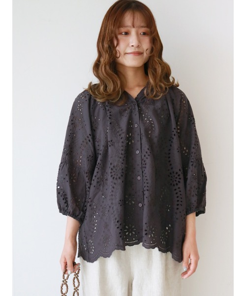 Samansa Mos2（サマンサ モスモス）の「カットワークレース7分袖