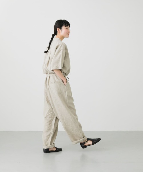 かぐれ（カグレ）の「リネンハーフスリーブオールインワン（サロペット