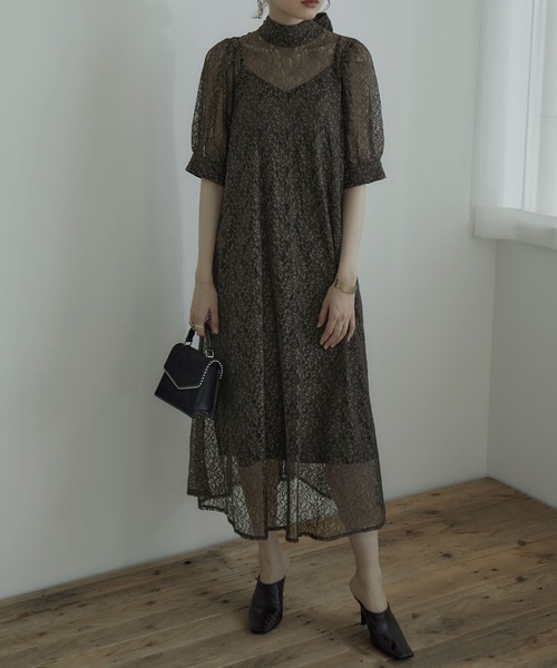 etoll.（エトル）の「インナー付きバックリボンレースドレス（ドレス