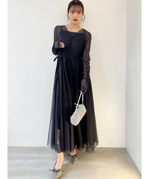 SNIDEL（スナイデル）の「カラーブロッキングレースワンピース（ドレス