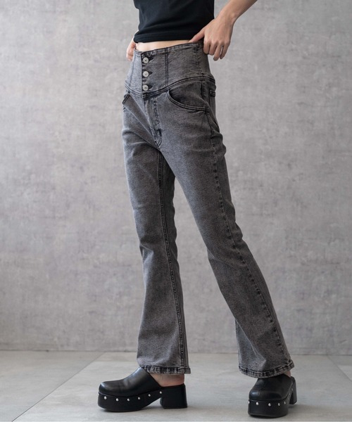 WEGO/ハイウエストストレッチフレアデニムパンツ（デニムパンツ