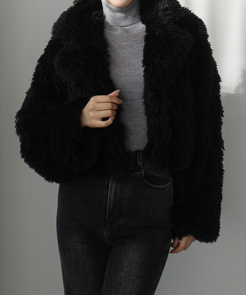 セール】プードルファーショートコート（中綿無し）[高身長サイズMT/低