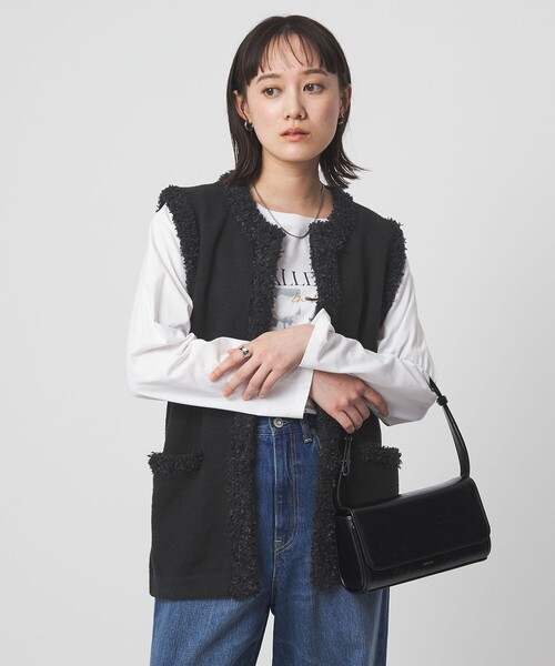 セール】ブークレ×フリンジ ベスト ウォッシャブル（ベスト）｜green