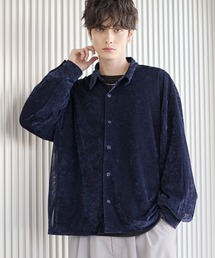 シャツ/ブラウス（ブルー・ネイビー/青色系・ベロア）ファッション通販