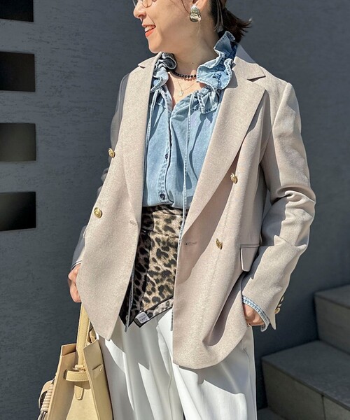 RM denim】フリルギャザーデニムブラウス（シャツ/ブラウス）｜Rie