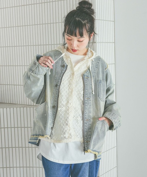 セール】3Dフラワーメッシュフーディー（パーカー）｜niko and