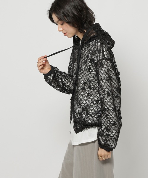 セール】3Dフラワーメッシュフーディー（パーカー）｜niko and