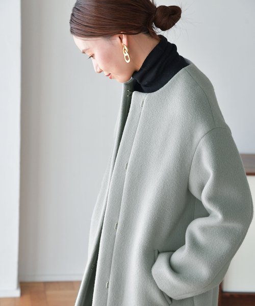 IENA（イエナ）の「ラムウールノーカラーコート（ノーカラーコート