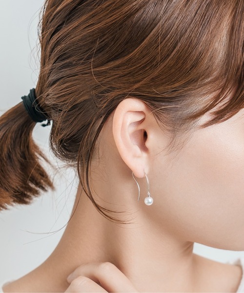 セール】Pt900 アコヤパール フック ピアス 6mm（ピアス（両耳用