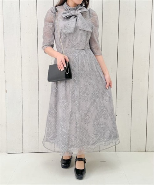 パーティドレス/結婚式】ドットチュール×レースドレス（ドレス）｜axes