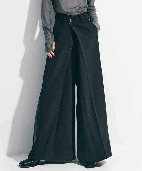 STUDIOUS/ステュディオス】Side Leather Flare Trousers/サイドレザー