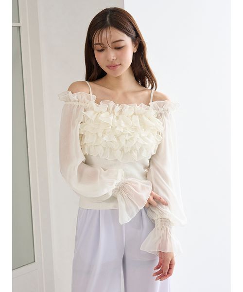 デザインシアーフリルニットプルオーバー（ニット/セーター）｜SNIDEL