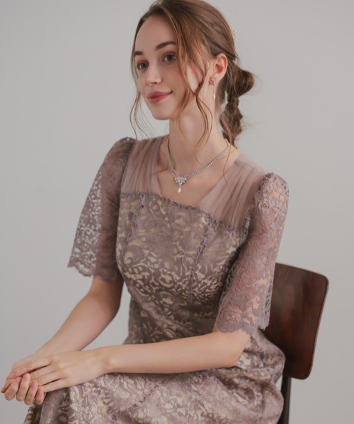 7☆新品☆ドリードール スクエアネックレースフレアドレス サンプル品