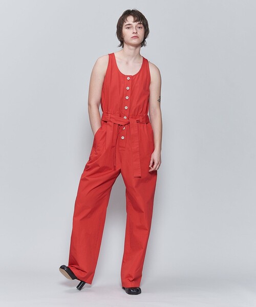 6（ロク）の「＜6(ROKU)＞コットン ベルト オールインワン（つなぎ