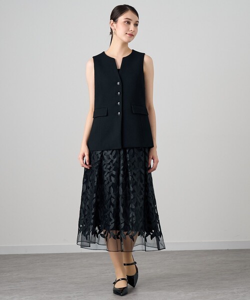 セール】【セットアップ対応商品】ワッフルツイードペプラムジレ