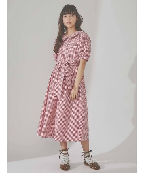 merry jenny（メリージェニー）の「ギンガムリボンシャツワンピース