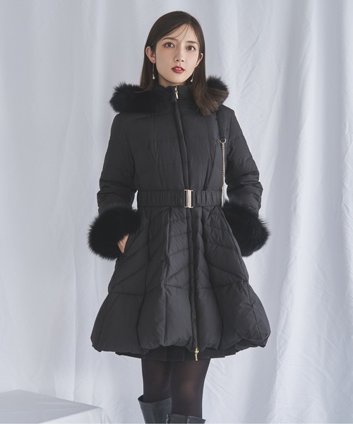 フォックスファー付Aラインダウン（ダウンジャケット/コート
