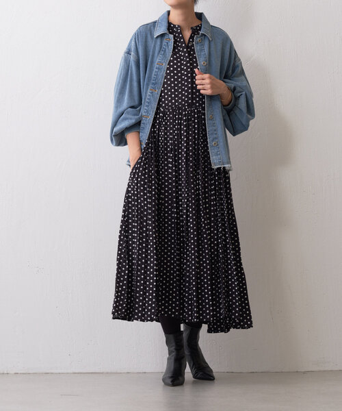 BEARDSLEY（ビアズリー）の「《3サイズ展開》ドットギャザーワンピース