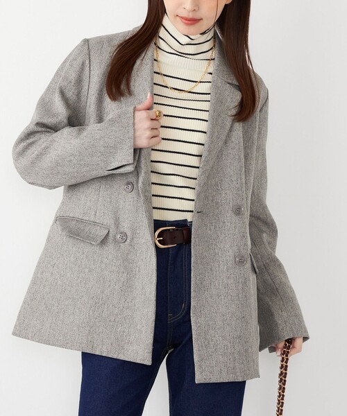 セール】SHIPS Colors:〈手洗い可能〉メランジ ヘリンボーン ダブル