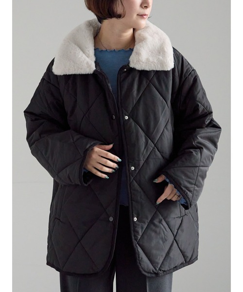 セール】【ZOZO限定】襟ファーキルトジャケット（ノーカラージャケット