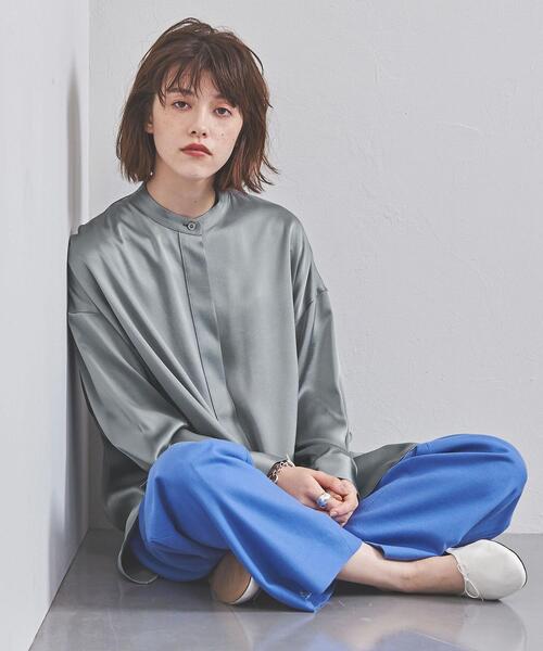 SACRA（サクラ）の「＜SACRA（サクラ）＞サテン バンドカラーシャツ