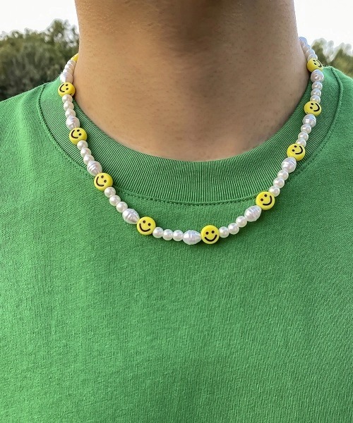Bz】ビーズネックレス パール Y2K 韓国 ヒップホップ(BDS)（ネックレス
